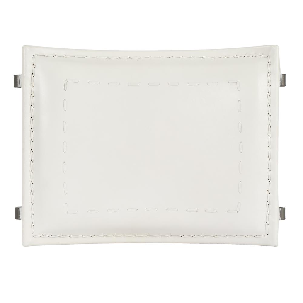 Melton Leather 21.5"W  Accent Stool, White