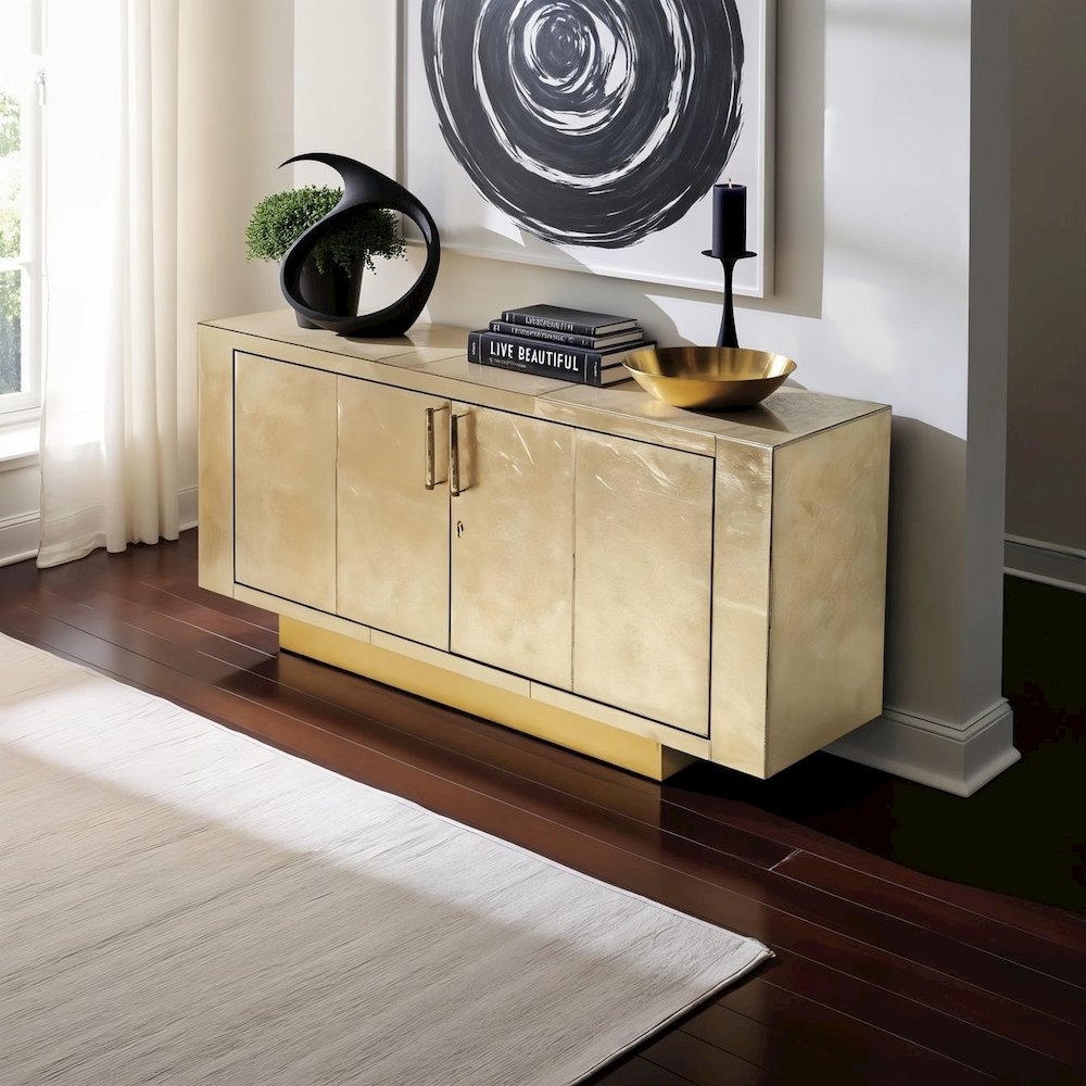 Gold Buffet Cabinet with Storage – Elegant Sideboard Cabinet for Dining