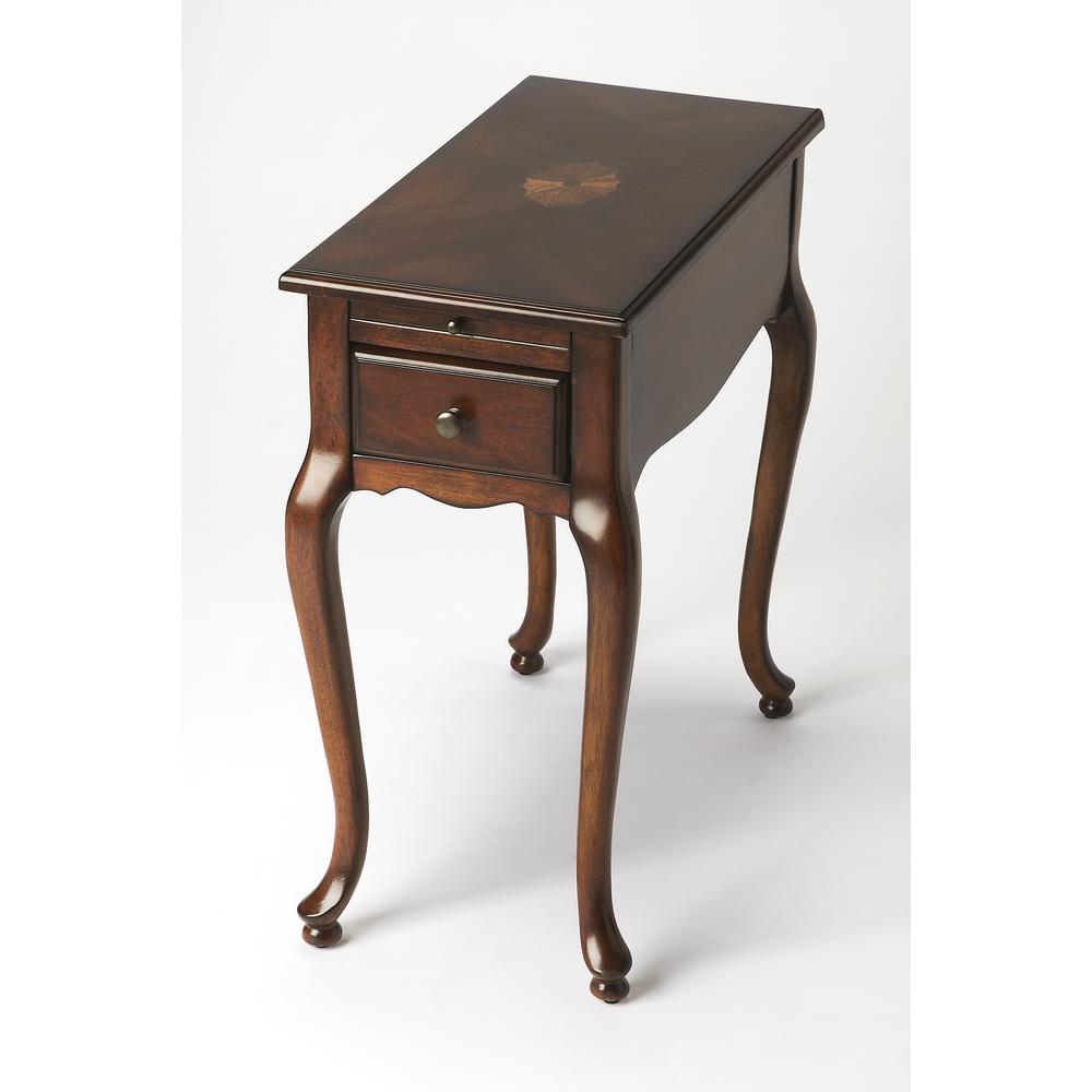 Croydon One Drawer with Pullout Side Table, Dark Brown