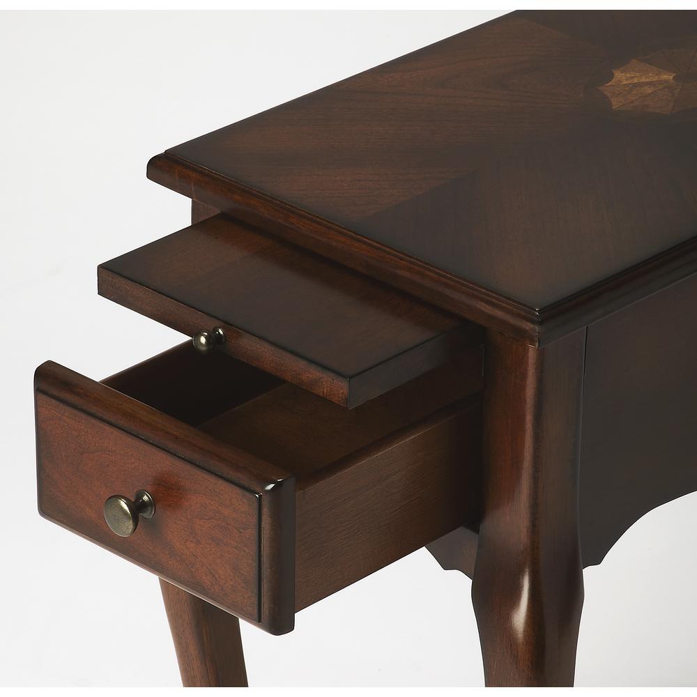Croydon One Drawer with Pullout Side Table, Dark Brown