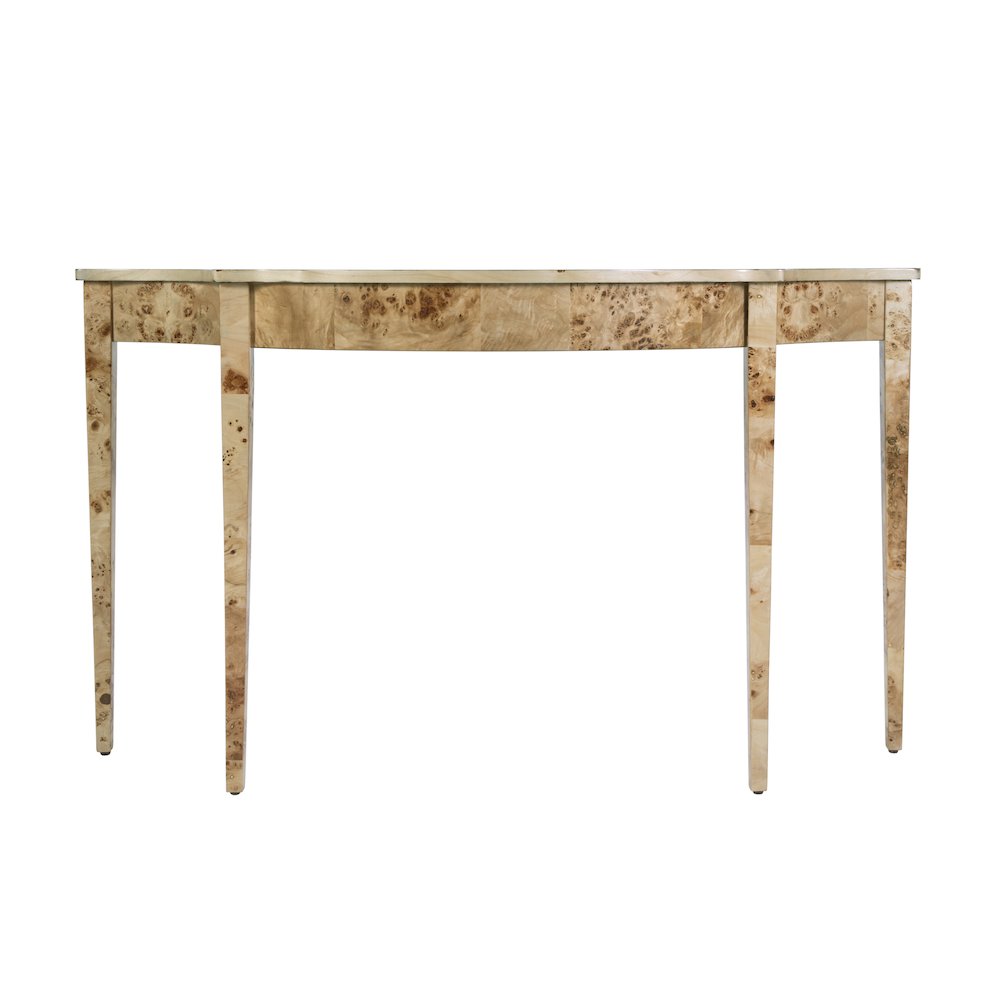 Chester 54 in W Demilune Wood Traditional Console Table, Light Brown