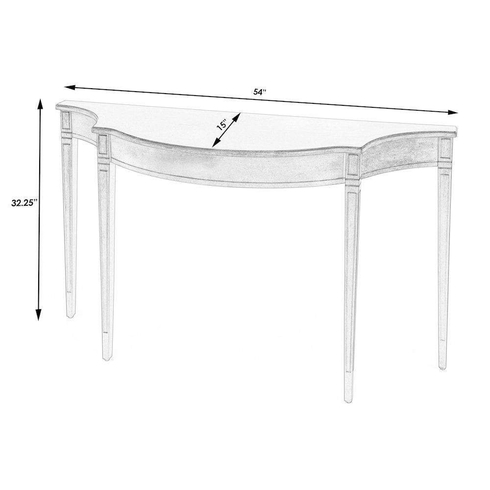 Chester 54 in W Demilune Wood Traditional Console Table, Light Brown
