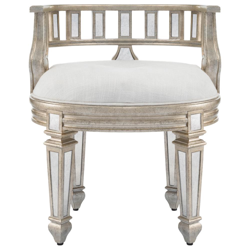 Rebecca Mirrored 21"W Vanity Stool, Silver