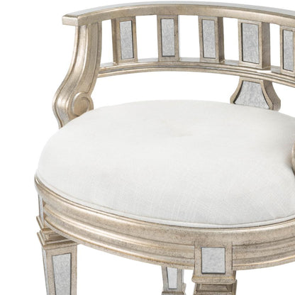 Rebecca Mirrored 21"W Vanity Stool, Silver