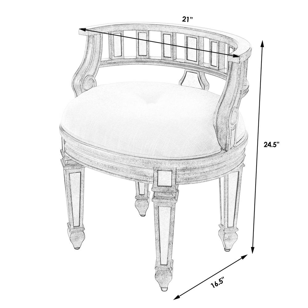 Rebecca Mirrored 21"W Vanity Stool, Silver