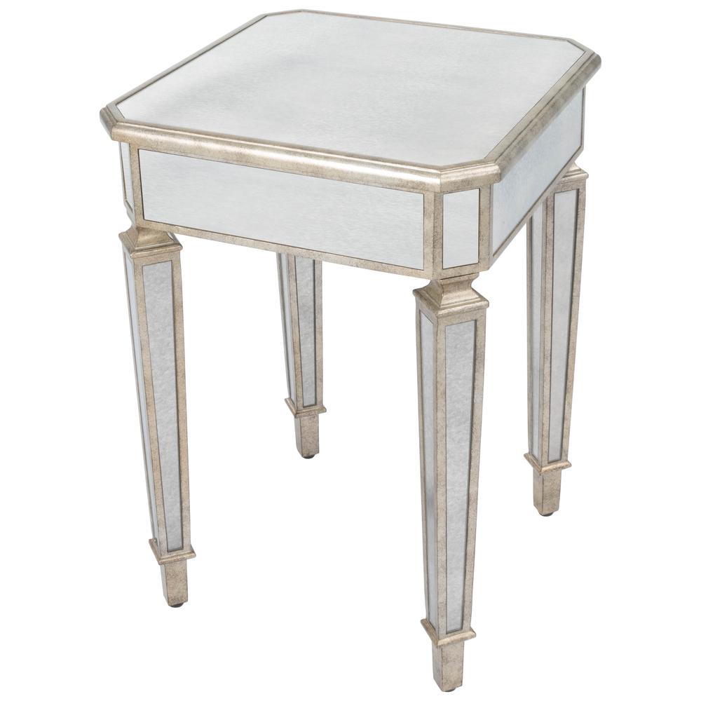 Celeste Mirrored Side Table, Silver