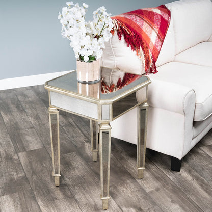 Celeste Mirrored Side Table, Silver