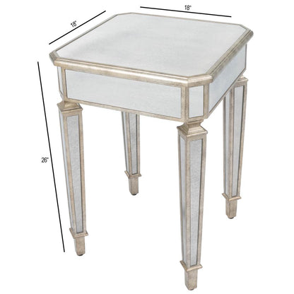 Celeste Mirrored Side Table, Silver