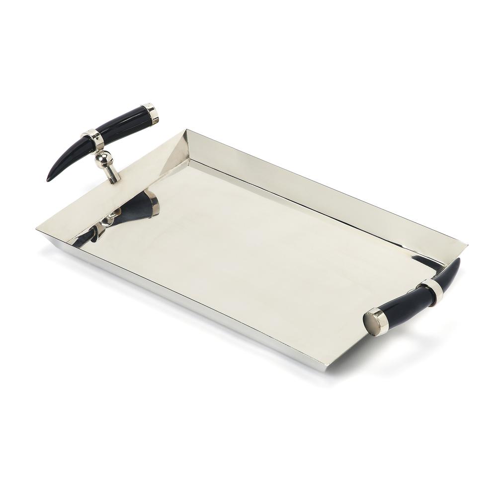 Vito Stainless Steel Rectangular Serving Tray, Silver