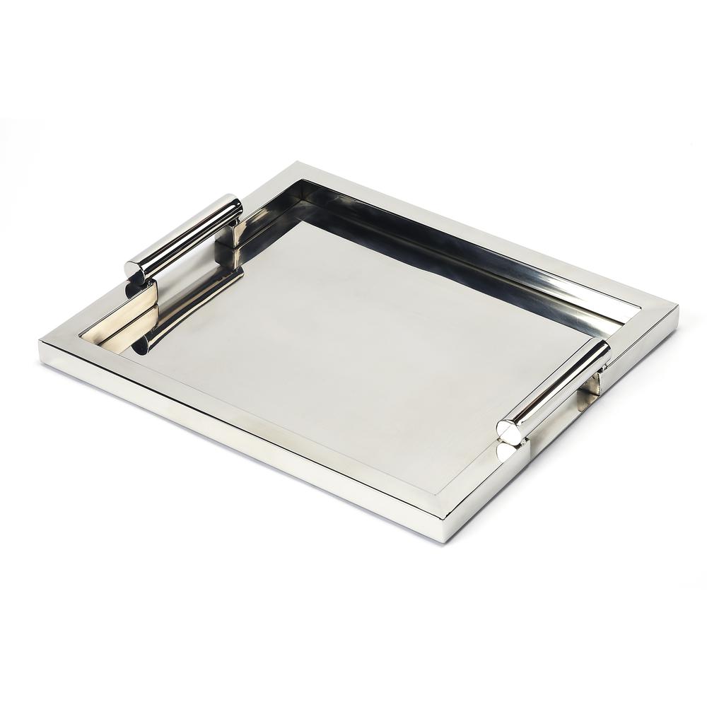 Morante Stainless Steel Rectangular Serving Tray, Silver