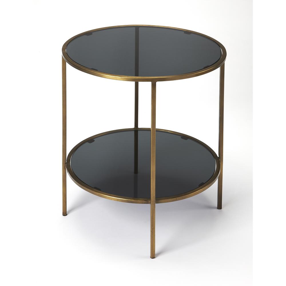 Roxanne Iron & Glass Side Table, Multi-Color