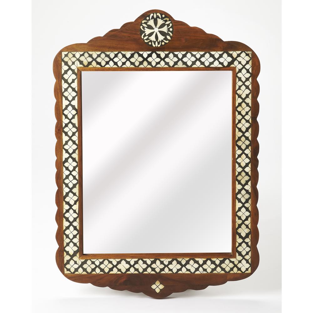 Gabby Wood & Bone Inlay Wall Mirrored, Medium Brown
