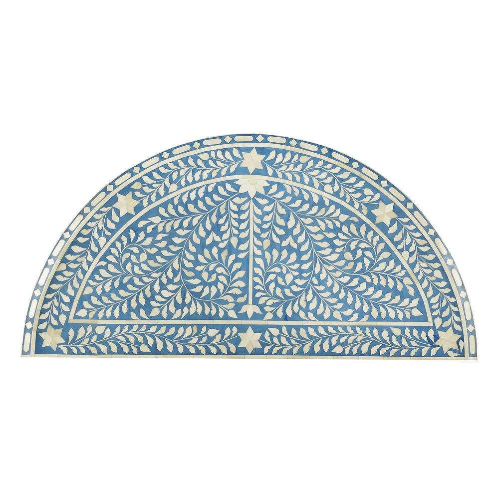 Vivienne Bone Inlay Demilune Console Table, Sky Blue
