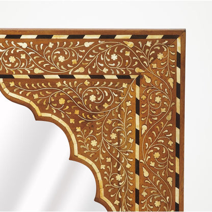 Chevrier Wood & Bone Inlay Wall Mirrored, Medium Brown