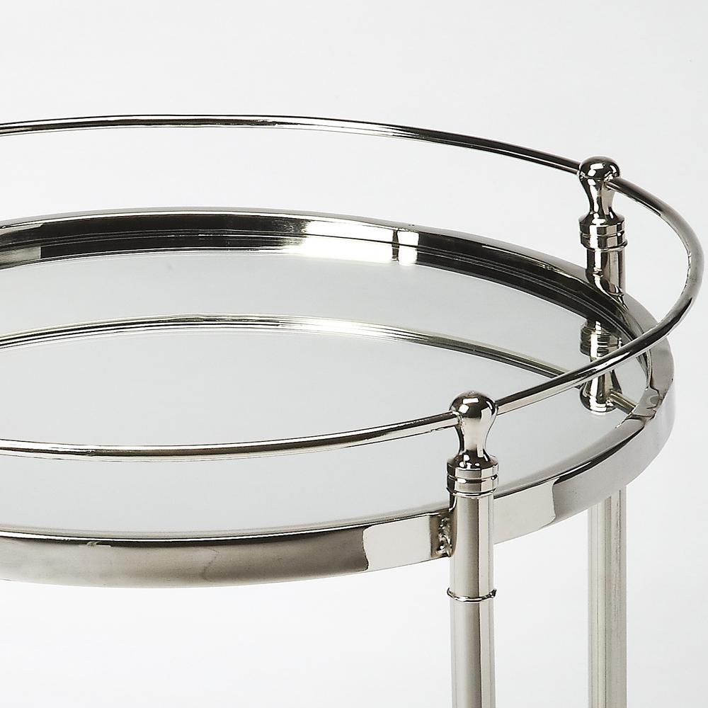 Crosby Metal & Mirrored Side Table, Silver