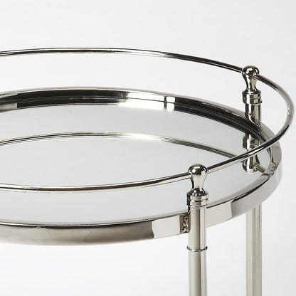 Crosby Metal & Mirrored Side Table, Silver