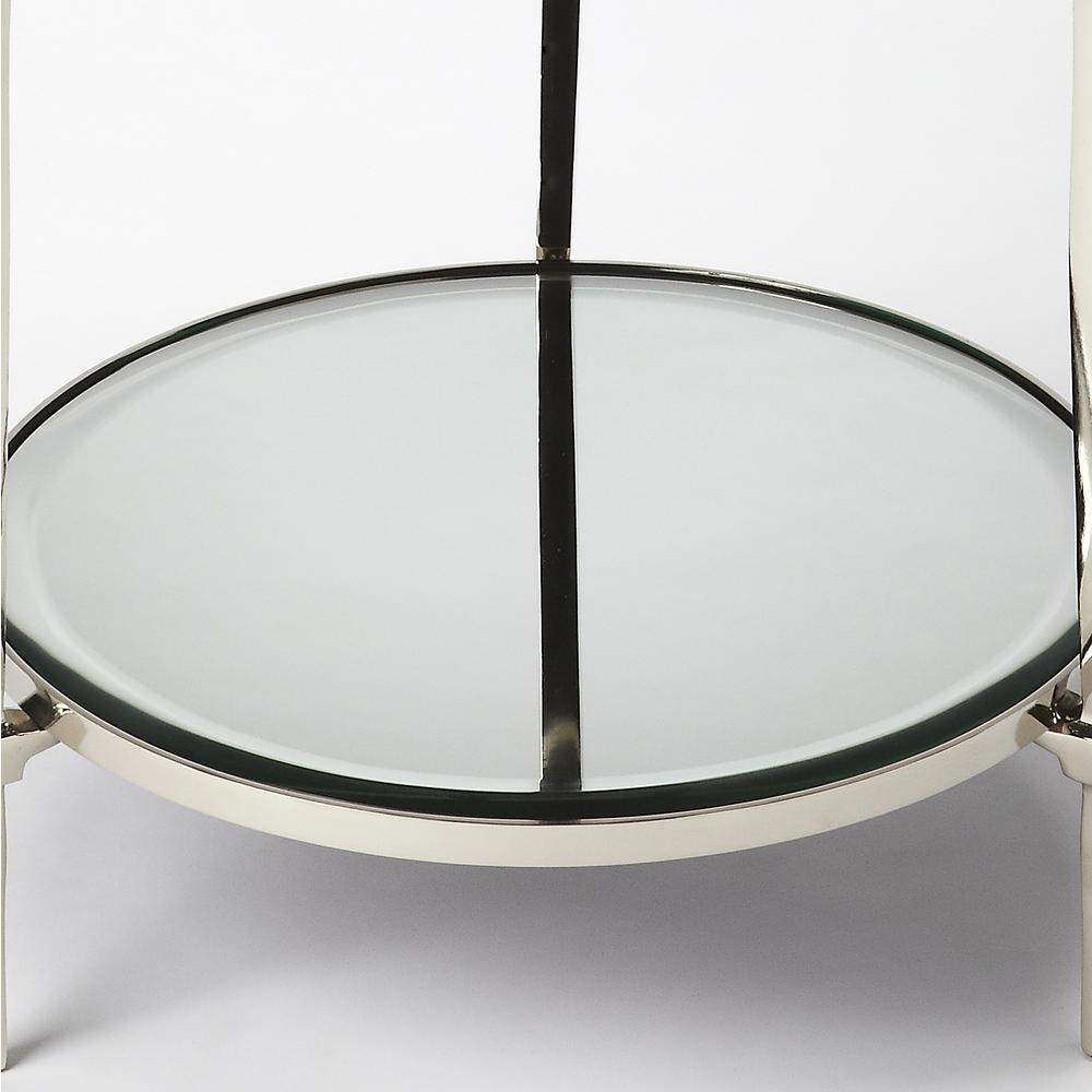 Jolene Metal & Mirrored Side Table, Silver