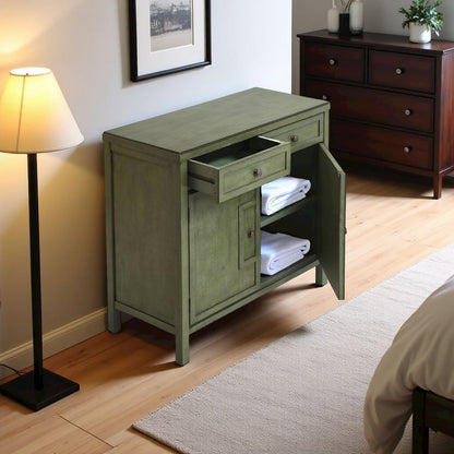 Green Accent Cabinet – Wood Cabinet for Bedroom or Living Room Décor