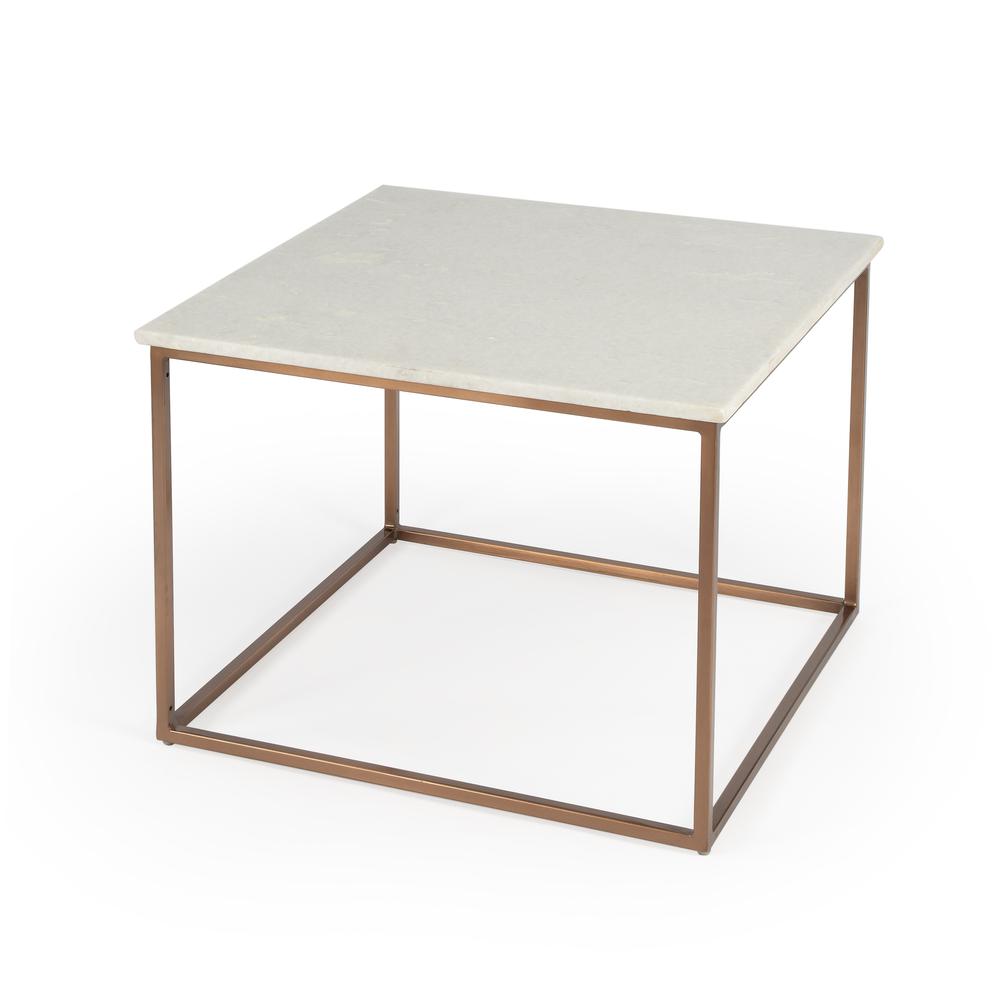 Holland Marble & Metal Coffee Table, Gold, White