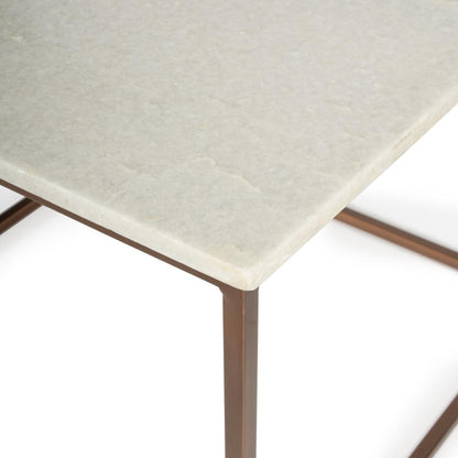 Holland Marble & Metal Coffee Table, Gold, White