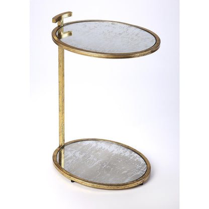 Ciro Metal & Mirrored Side Table, Gold
