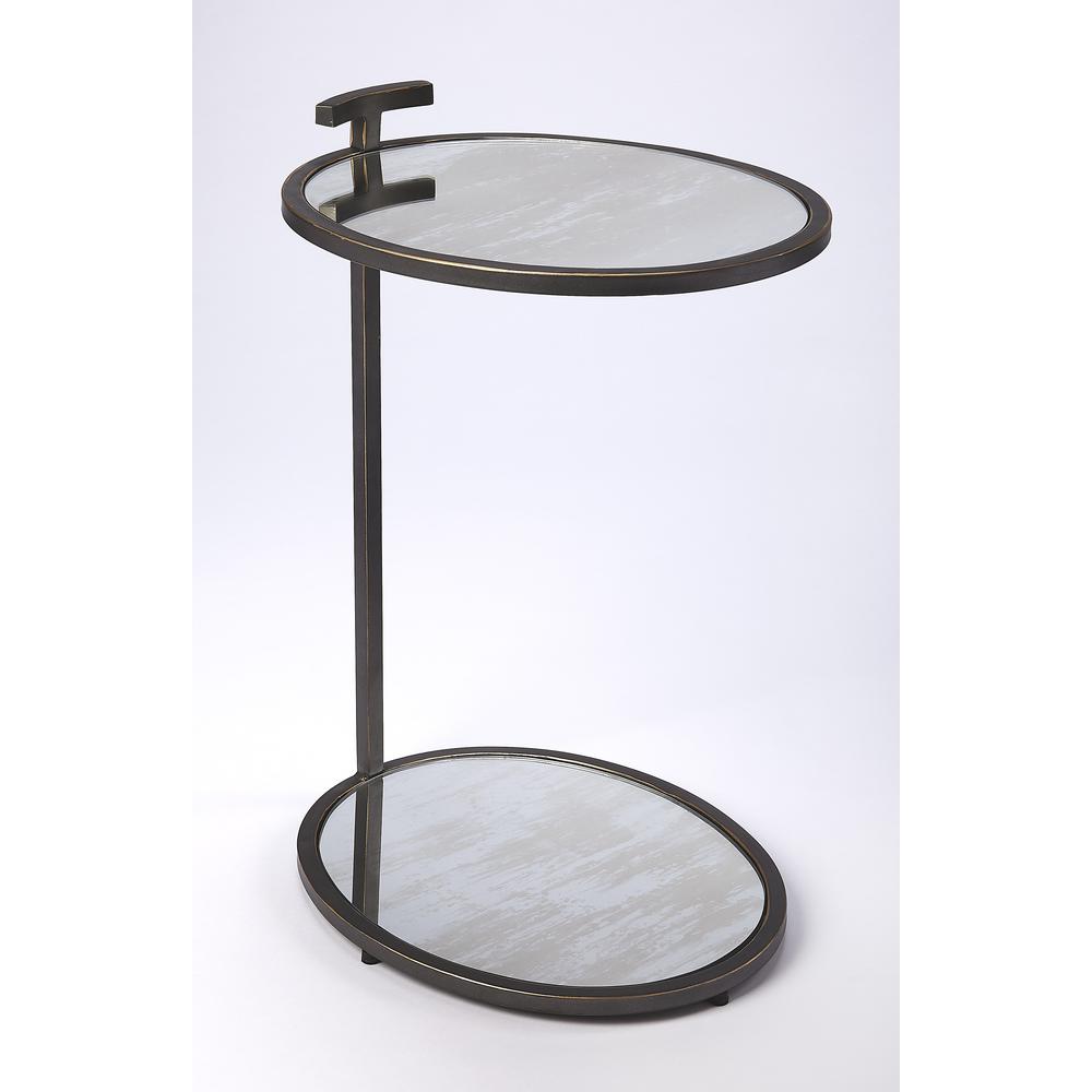 Ciro Metal & Mirrored Side Table, Black