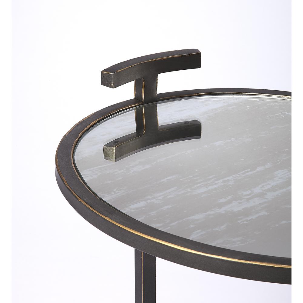 Ciro Metal & Mirrored Side Table, Black