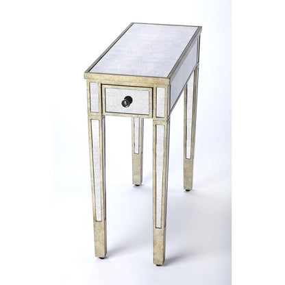 Katarina Mirrored Chairside Table, Silver