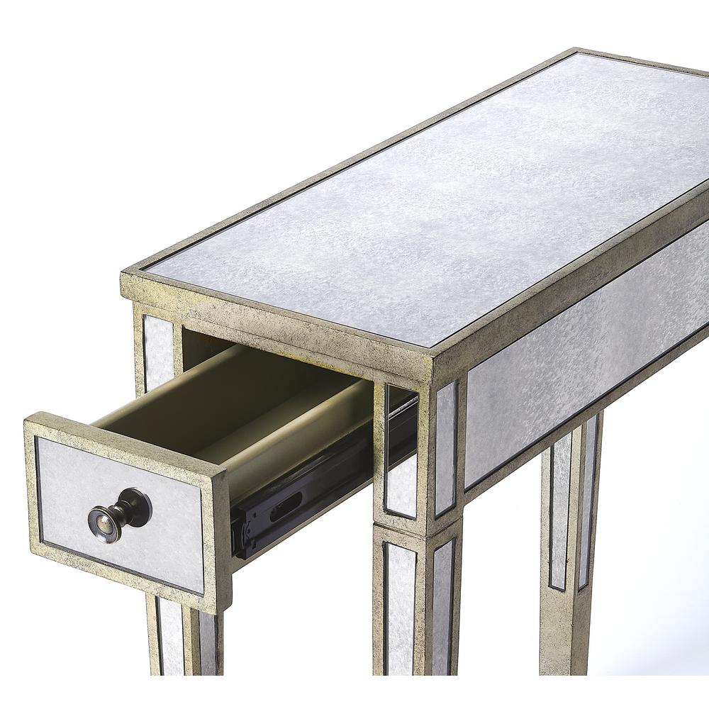 Katarina Mirrored Chairside Table, Silver