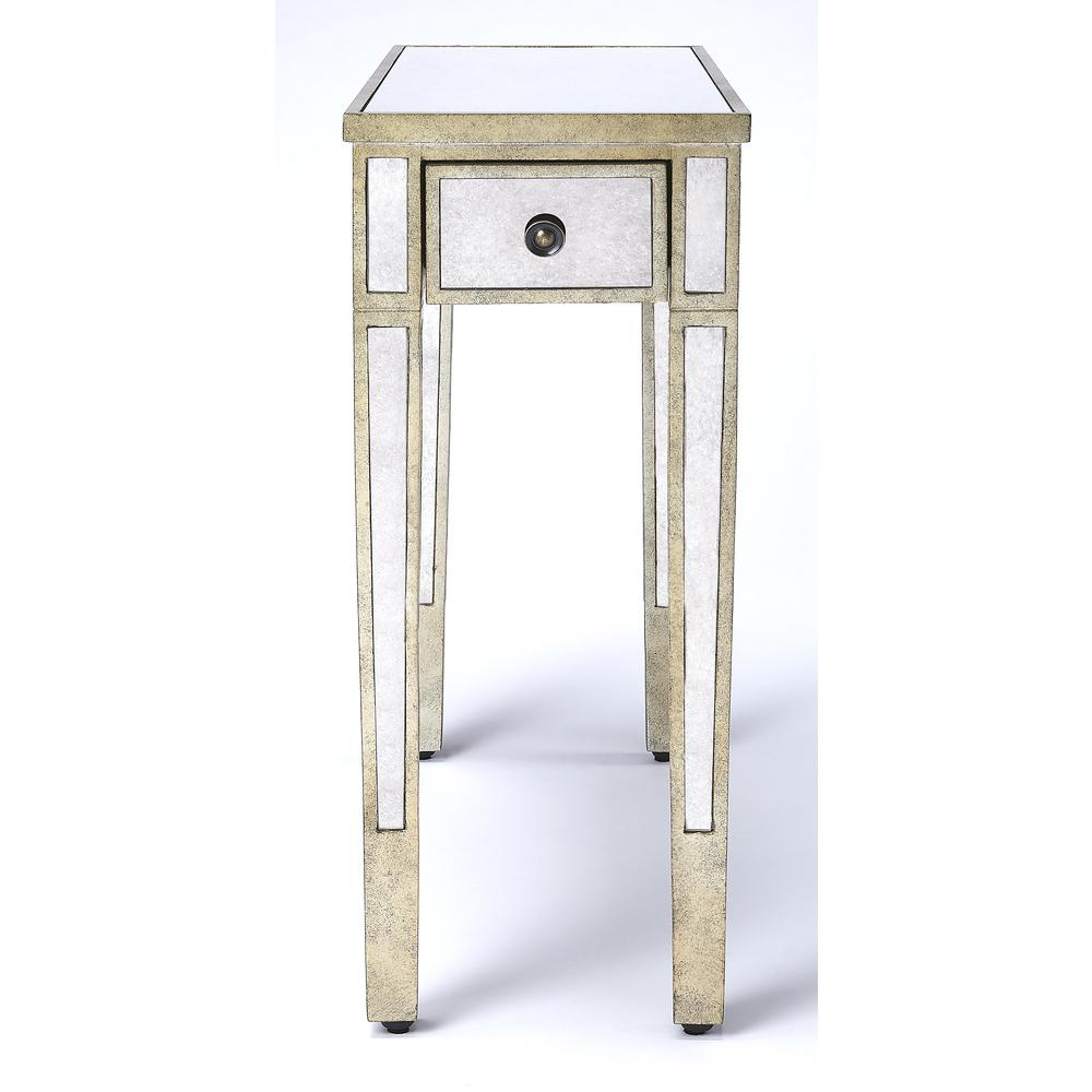 Katarina Mirrored Chairside Table, Silver