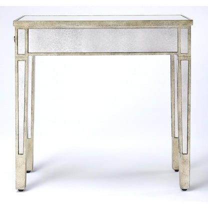 Katarina Mirrored Chairside Table, Silver