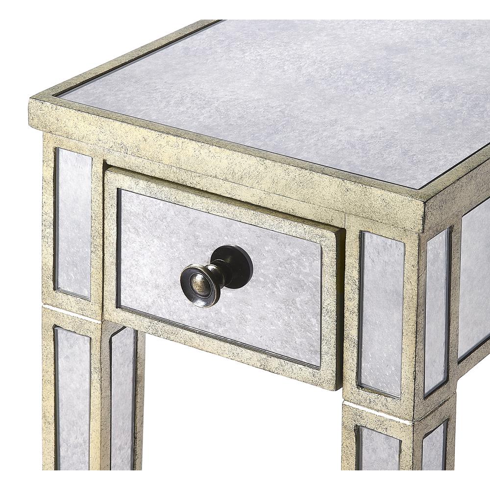 Katarina Mirrored Chairside Table, Silver