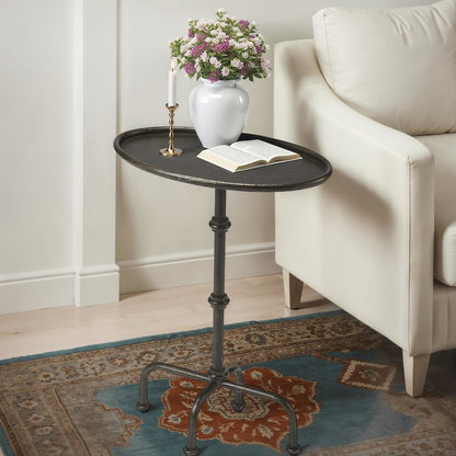 Kira Indoor 19.75 in. W Oval Metal Pedestal Table, Oil Rubbed Bronze