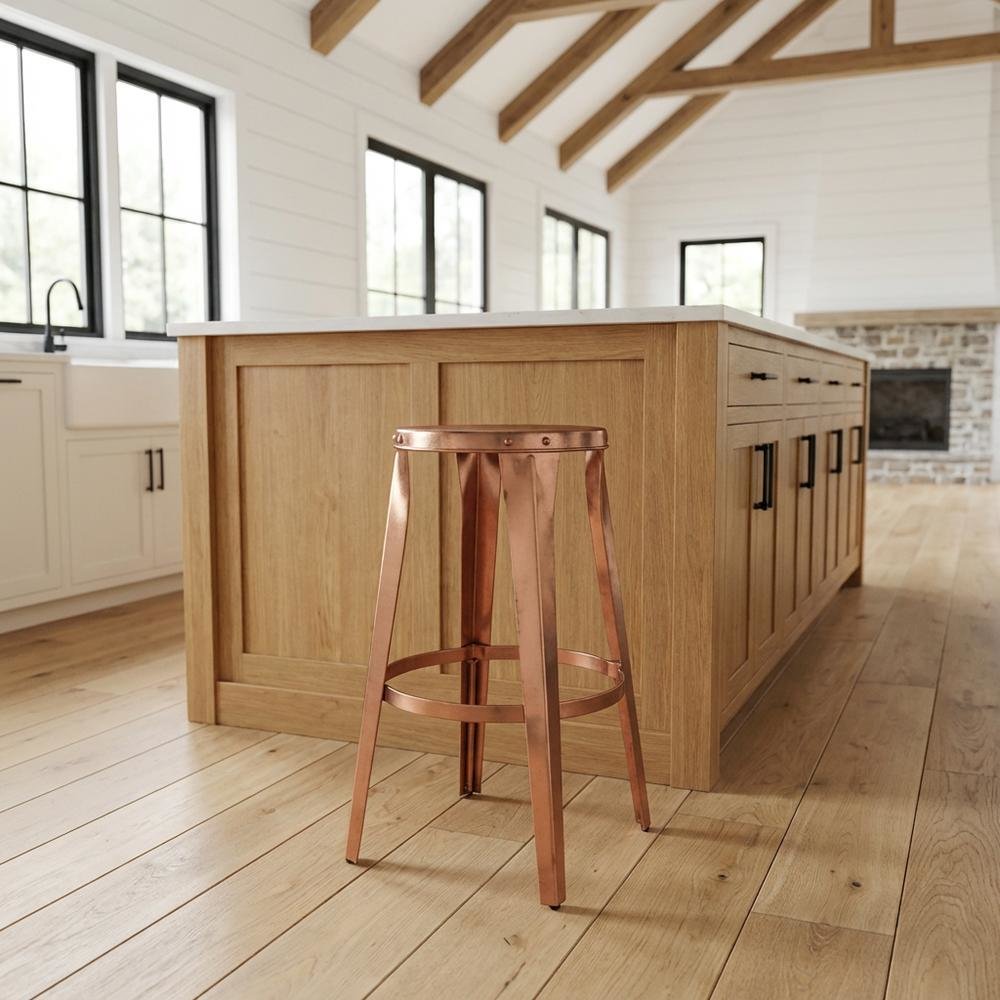 Backless Bar Stool with Round Seat, Industrial Counter Stool for Kitchen Bar