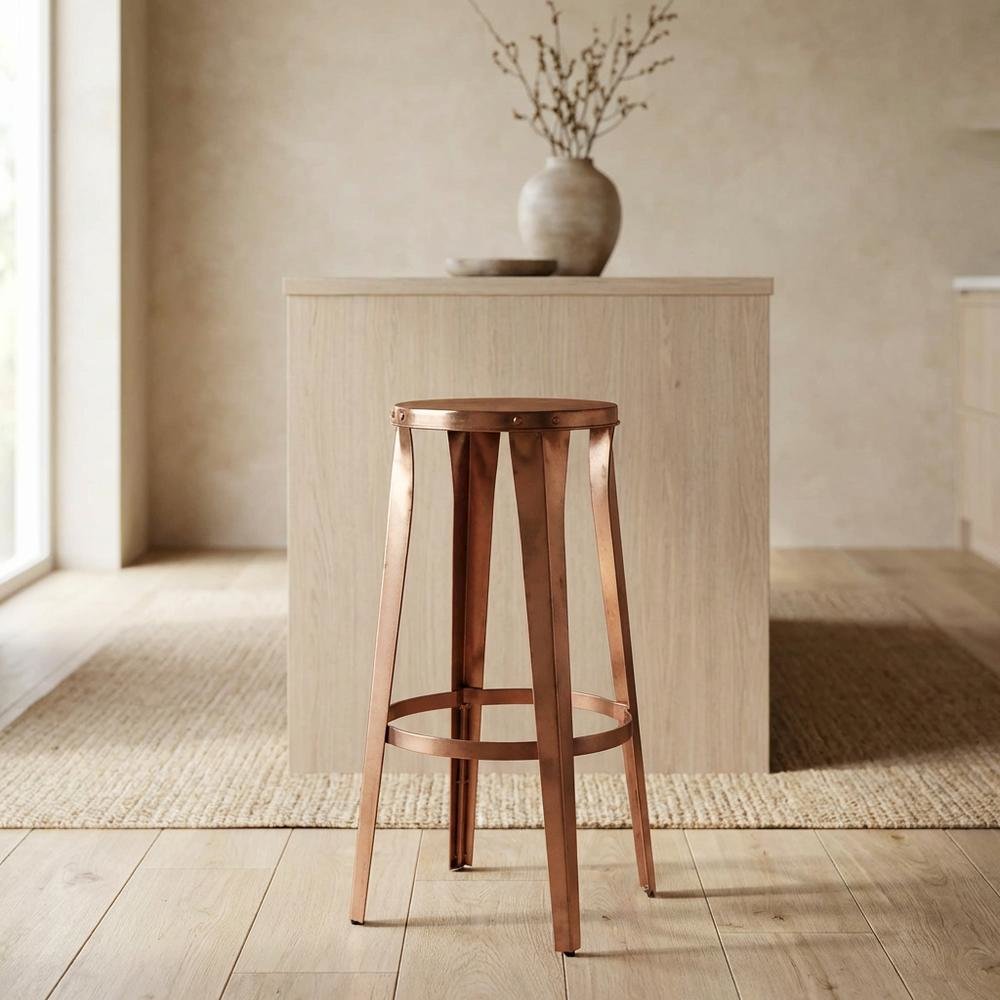 Backless Bar Stool with Round Seat, Industrial Counter Stool for Kitchen Bar