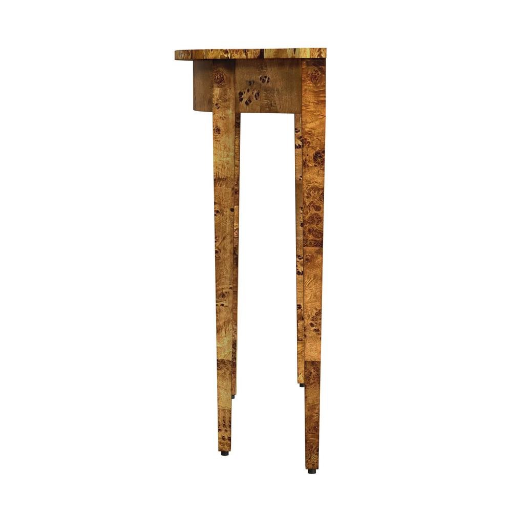 Medium Brown Half Moon Console Table for Entryway and Living Room Decor