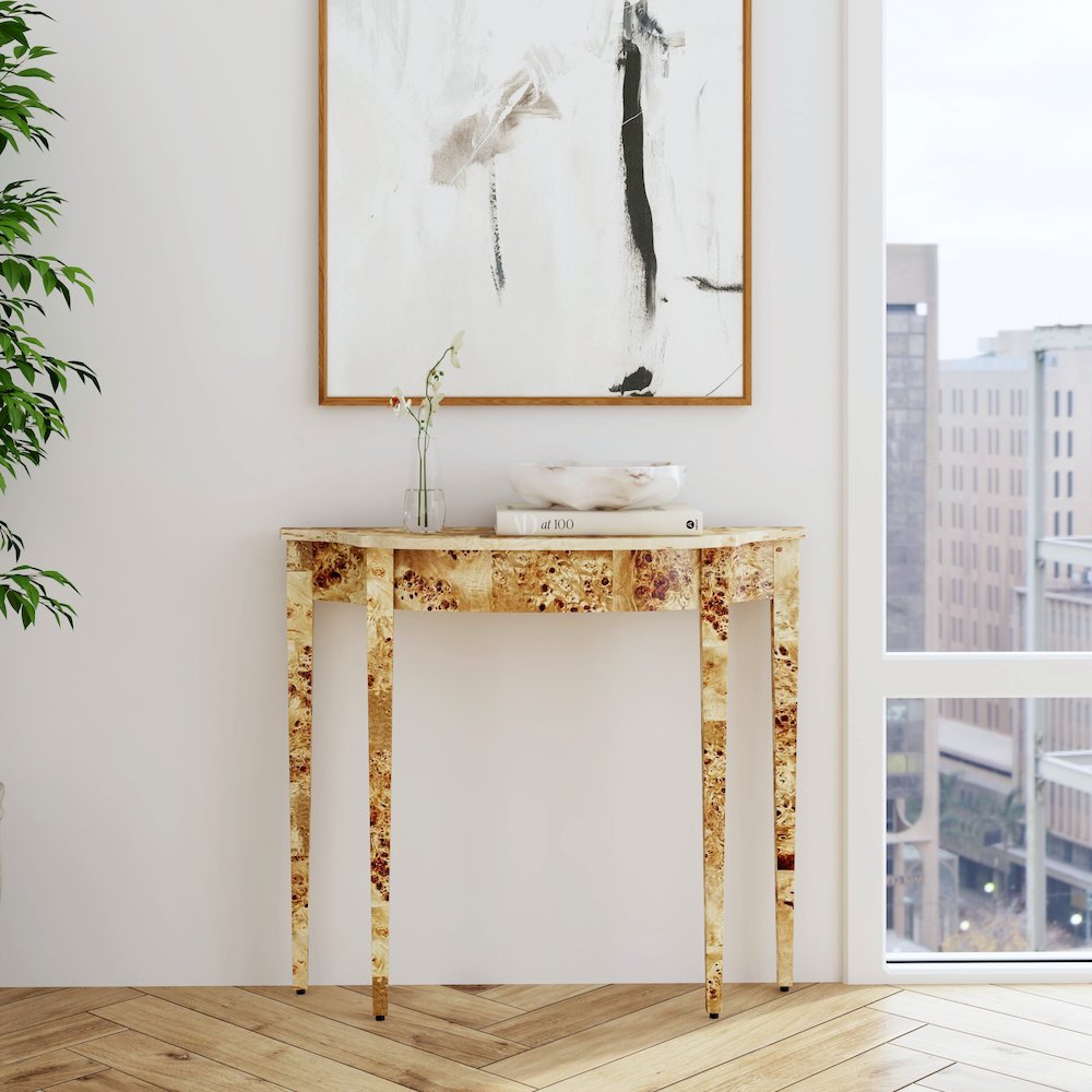 Chester Light Burl 36" Console Table, Light Brown