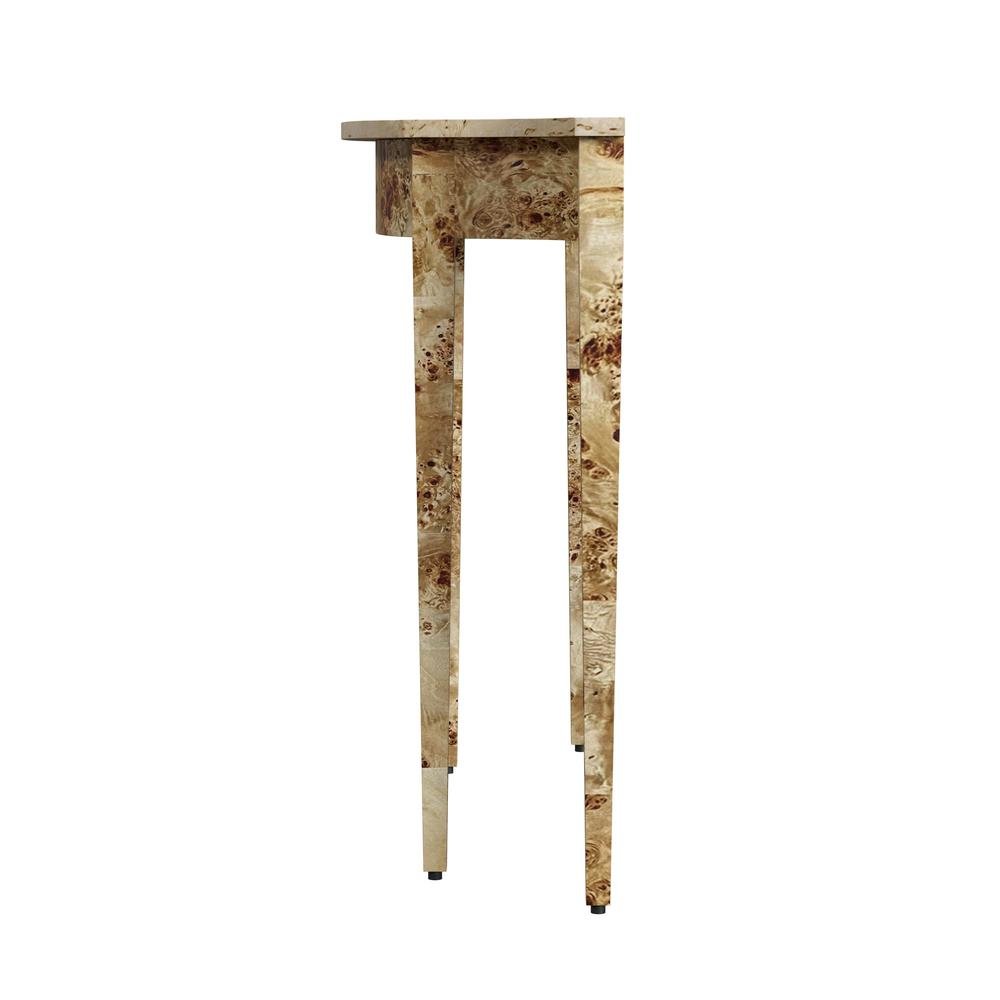 Light Brown Half Moon Console Table - Narrow Entryway and Sofa Table