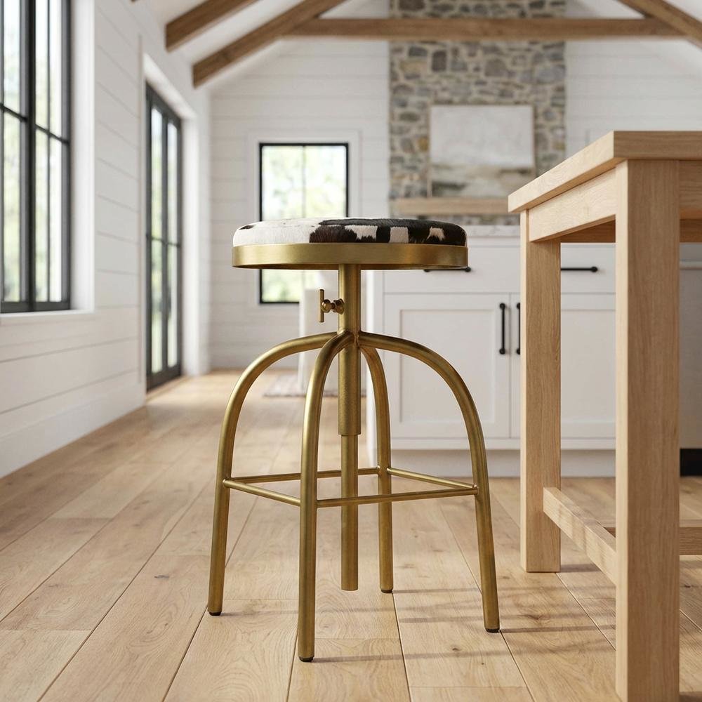 Swivel Adjustable Counter Stool, Industrial Round Bar Stool for Kitchen