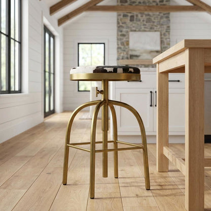 Swivel Adjustable Counter Stool, Industrial Round Bar Stool for Kitchen