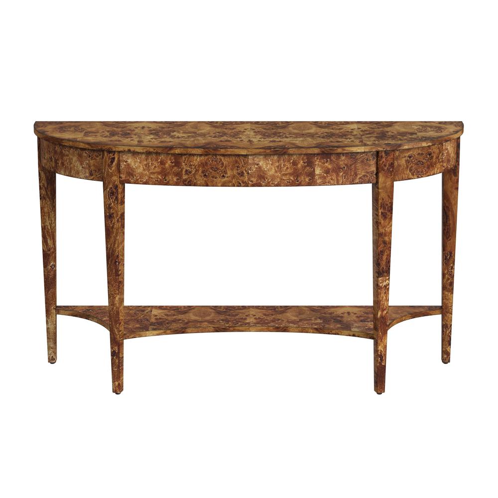 Astor 54"W Demilune Console Table, Light Brown