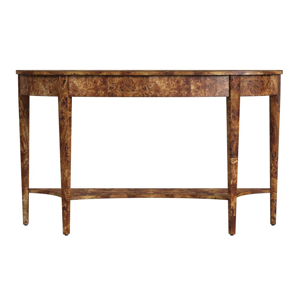 Astor 54"W Demilune Console Table, Light Brown
