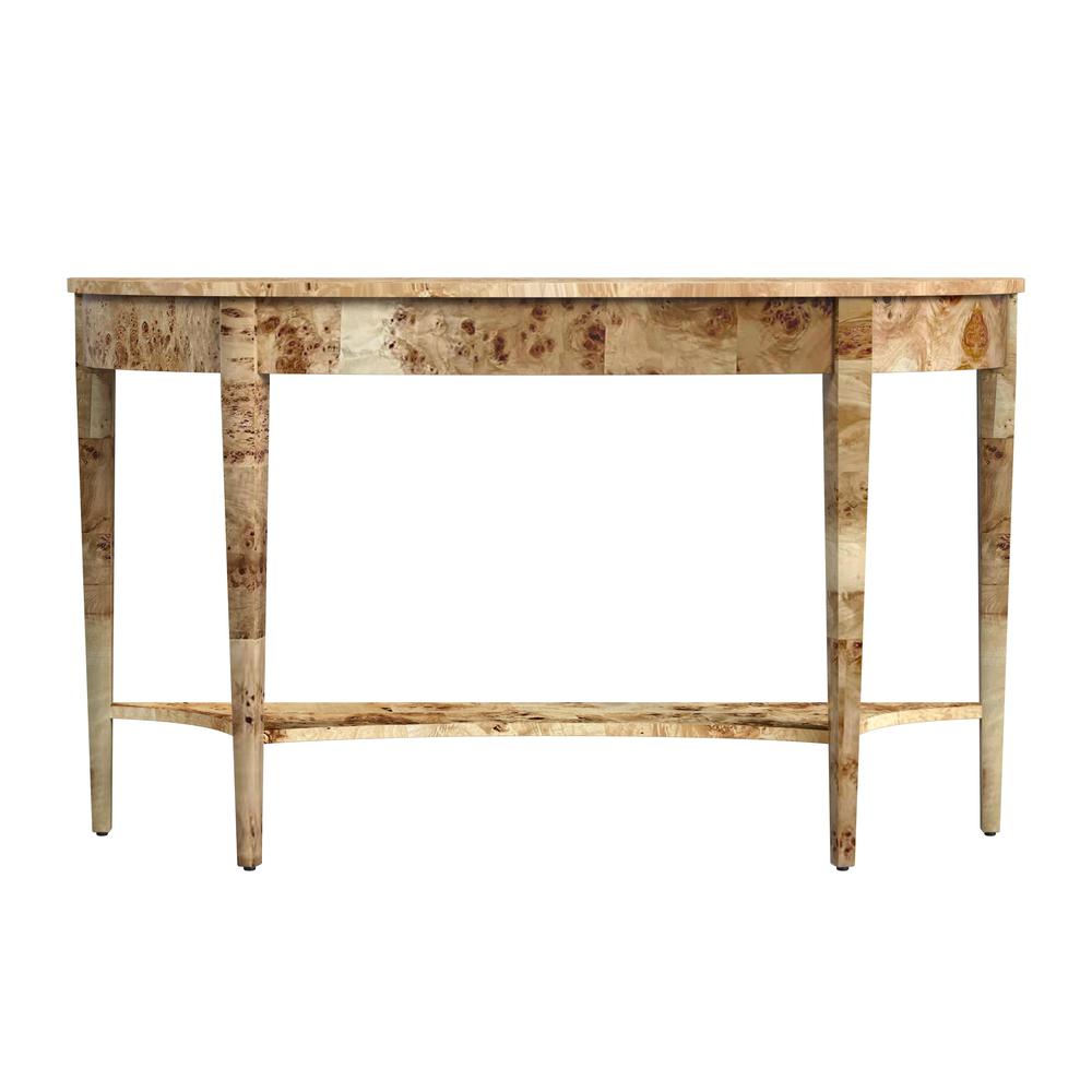 Astor 54"W Demilune Console Table, Light Brown