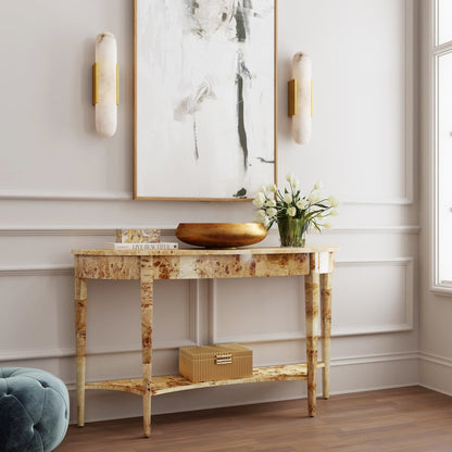 Astor 54"W Demilune Console Table, Light Brown