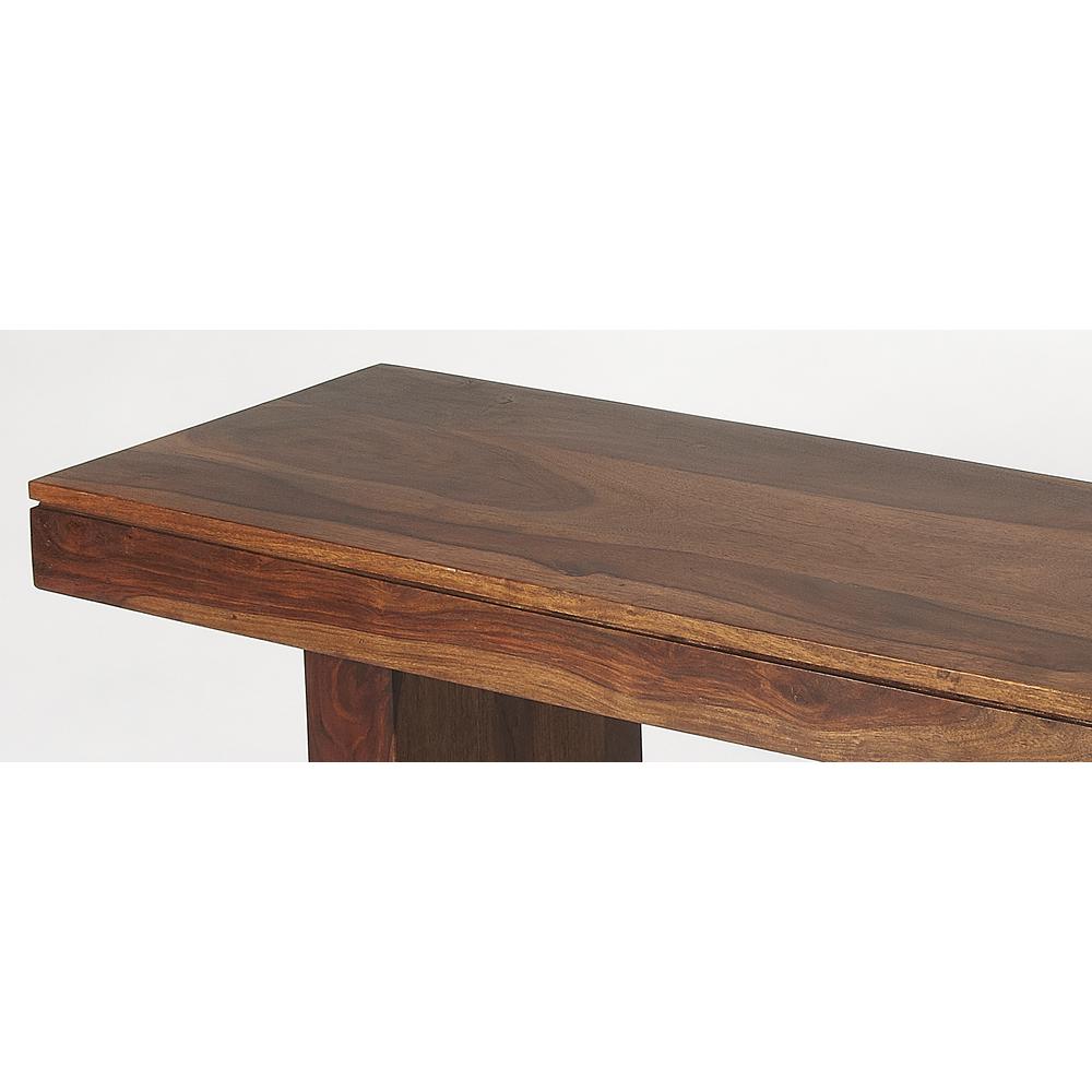Hewett Solid Wood 57"W Bench, Dark Brown