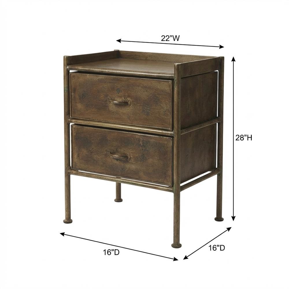 Industrial Side Table with Drawer, Distressed Accent Table for Living Room