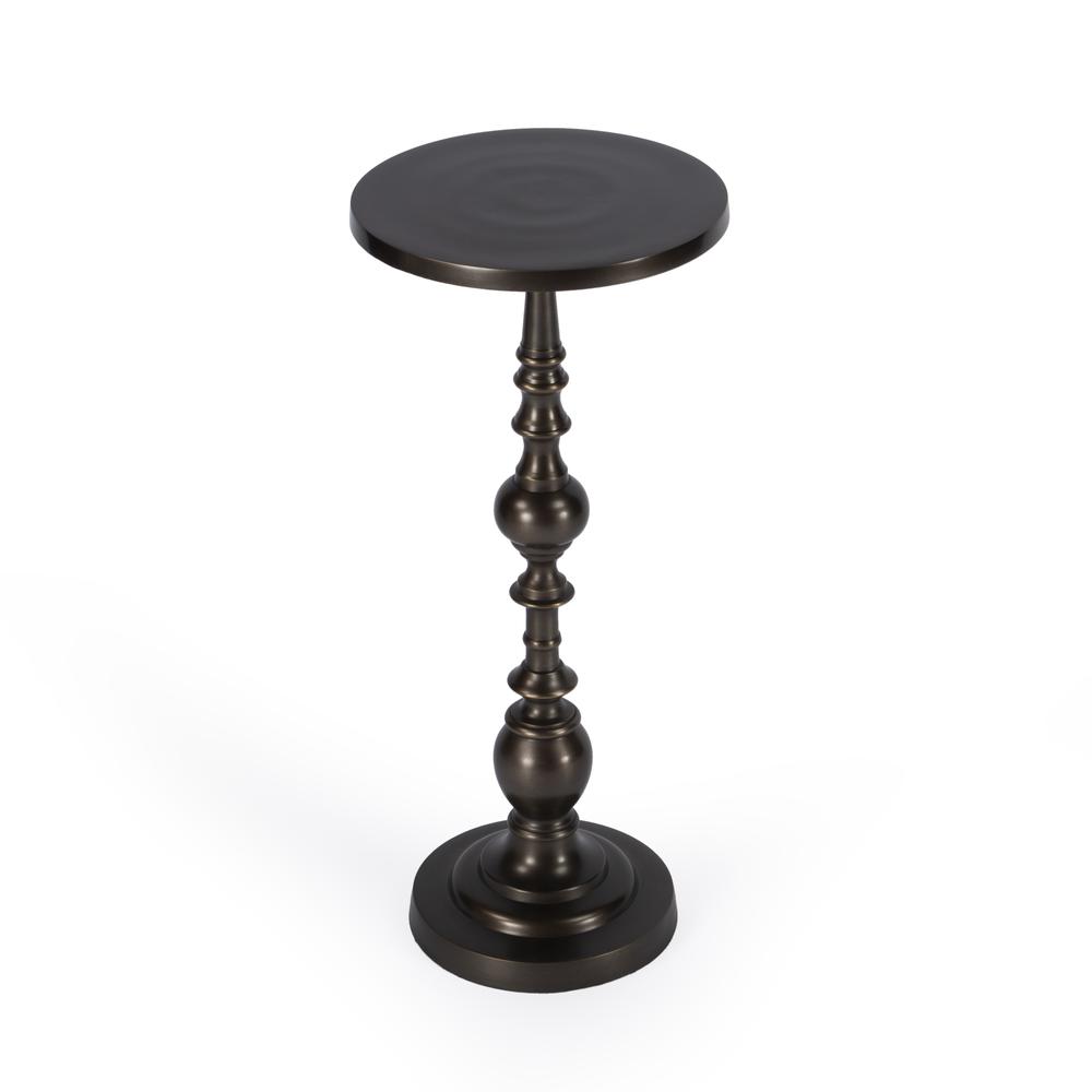 Darien Round Pedestal 10"W Side Table, Bronze