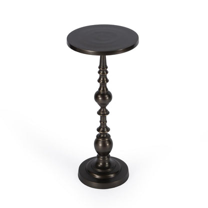 Darien Round Pedestal 10"W Side Table, Bronze