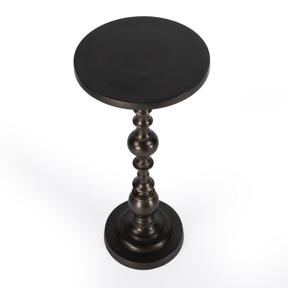 Darien Round Pedestal 10"W Side Table, Bronze