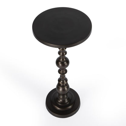Darien Round Pedestal 10"W Side Table, Bronze